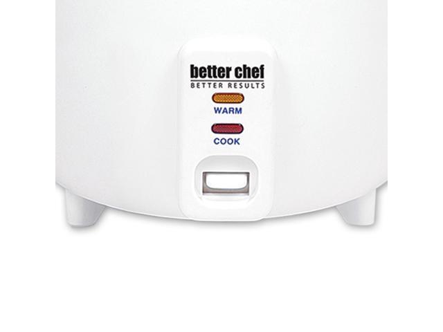 Better Chef 10 Cup Rice Cooker with Food Steamer Attachment in White