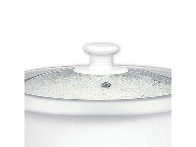 Better Chef 10 Cup Rice Cooker with Food Steamer Attachment in White