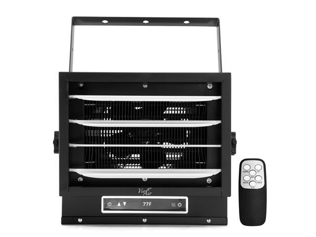 Vie Air 7500W Portable Hard-Wire Installation Garage Heater With Remote and Vertical and Horizontal Air Flow in Black