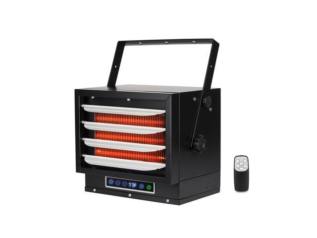 Vie Air 7500W Portable Hard-Wire Installation Garage Heater With Remote and Vertical and Horizontal Air Flow in Black