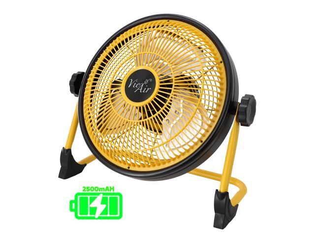 Vie Air 12 Inch Rechargeable Indoor/Outdoor Floor Fan (IPX4 Rated) in Yellow