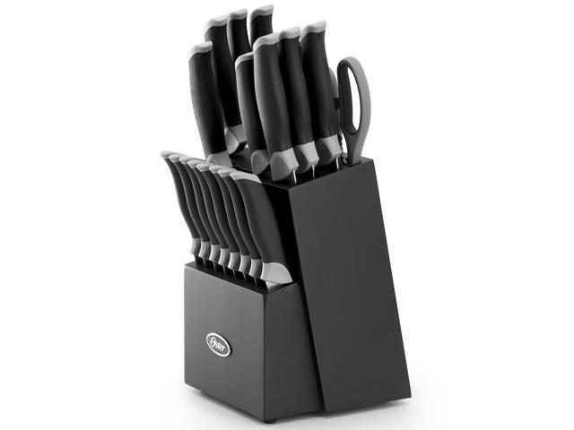 Oster Lindbergh 22 Piece Stainless Steel Cutlery Set with Storage Block in Black