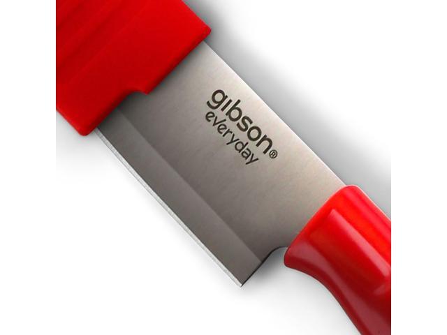 Gibson Everyday Grantville 4 Piece 6 Inch Santoku Knife with Sheath in Red and Green