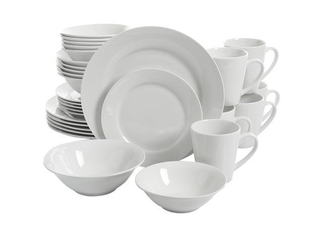 Gibson Home Noble Court 30 Piece Ceramic Dinnerware Set in White