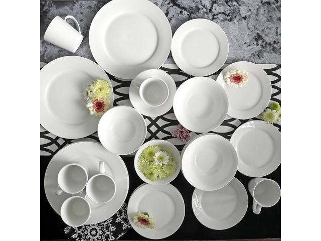 Gibson Home Noble Court 30 Piece Ceramic Dinnerware Set in White