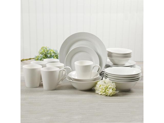 Gibson Home Noble Court 30 Piece Ceramic Dinnerware Set in White