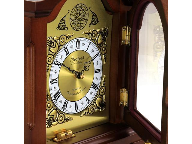 Bedford Clock Collection Redwood Mantel Clock with Chimes