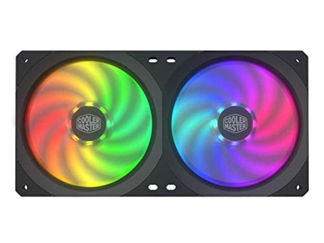 cooler master masterfan sf240r argb, 240mm pwm addressable rgb fan, 2-in-1 integrated frame design, static riffle bearing fans, enhanced cable.