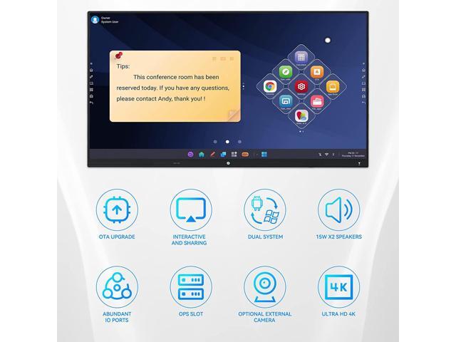 TIBURN HQ Board 75' R3 4K Smart Board, Android 13 Digital Whiteboard with 4K Auto Fram Webcam, Electronic Whiteboard Include Stand+Wall Mount...