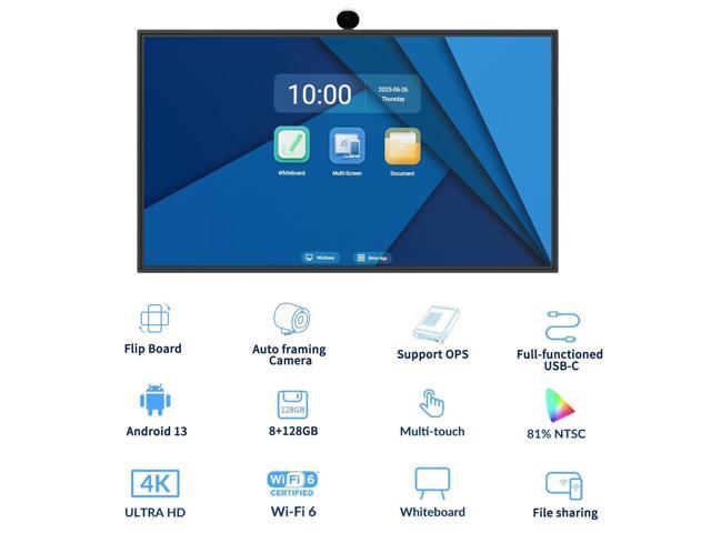 TIBURN FLIP HUB 55' S2 Android 13.0 4K UHD Rotating Smart Board with Camera Digital whiteboard, Ideal for Hybrid Work, Interative Classroom...