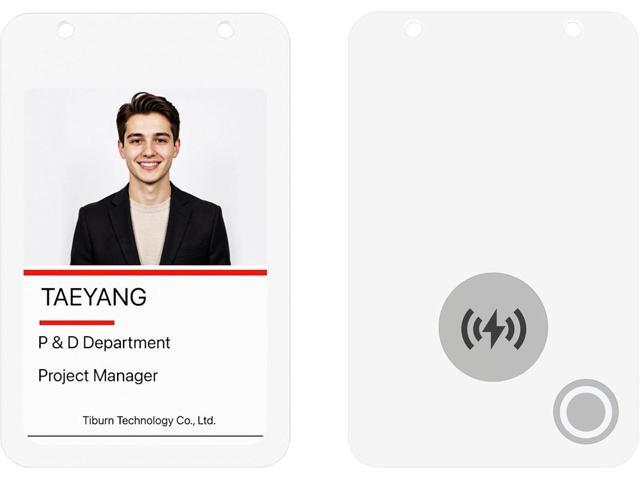 TIBURN 4.0 E-Ink Smart Badge Holder with NFC & Bluetooth, Editable E-Paper ID Badge, 4-Color Display (BWRY), Reusable Digital Name Tag for...