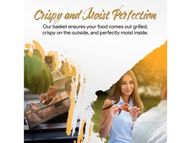 ROTO-Q 360 Family Bundle Universal Stainless Steel Non-Electric, Cordless Rotisserie with Basket, Flat Cage, Skewers & Mat For Grills, Ovens,...
