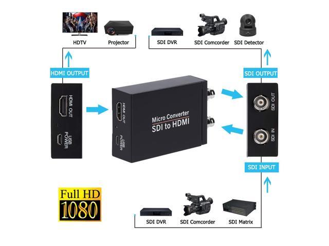 SDI to HDMI Converter, SDI to HDMI Audio De-embedder Support 3G-SDI, HD-SDI, SD-SDI Auto Format Detection and Stereo Audio De-embedder, SDI Loopout...