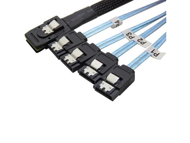Mini SAS to SATA Cable 36 Pin SFF-8087 Host/Controller to 4 SATA 7 Pin Target/Backplane, 0.5M /1.6 FT, 2 PACK