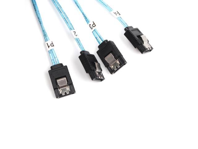 2PCS Mini SAS 26P SFF 8088 Male to 4 SATA 7Pin Female 1M 3.3FTCable with Latch,Mini SAS Host/Controller to 4 SATA Target/Backplane