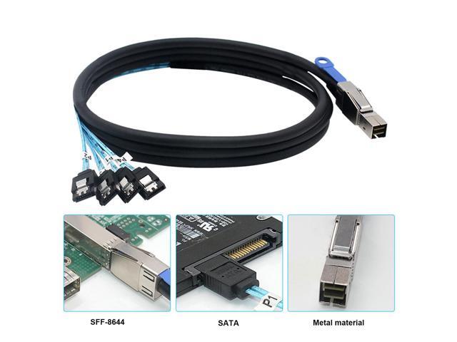 SFF-8644 to 4 Sata 7 Pin Cable, External Mini SAS HD SFF-8644 to 4 Port SATA Cable, Hard Disk Data Server Raid Cable 1 Meter 3.2 FT