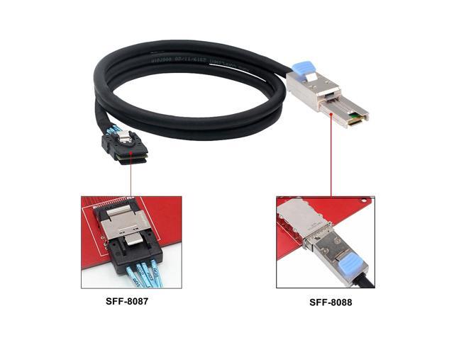 External Mini SAS 28AWG Male 26Pin SFF-8088 to Internal Mini SAS Male 36Pin SFF-8087 Data Cable 1M 3.3feet
