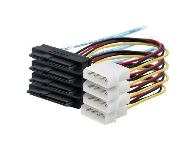 Internal Mini SAS SFF-8087 to (4) 29pin SFF-8482 connectors with SATA Power, 1M / 3.3FT
