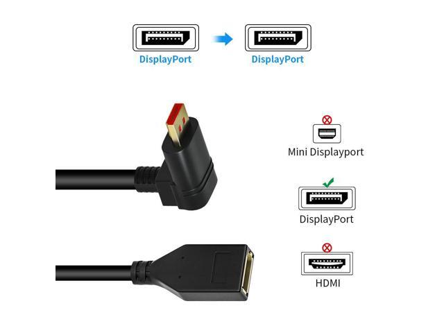 Vszerda 8K@60Hz 90 Degree Displayport 1.4 Extension Cable, Male to Female Right Angle DP 1.4 Cord Support 8k@60Hz, 4K@144hz 0.3M/1FT
