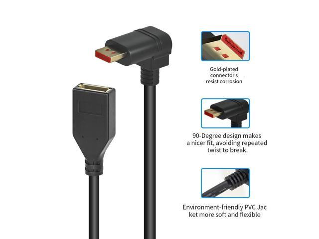 Vszerda 8K@60Hz 90 Degree Displayport 1.4 Extension Cable, Male to Female Right Angle DP 1.4 Cord Support 8k@60Hz, 4K@144hz 0.3M/1FT
