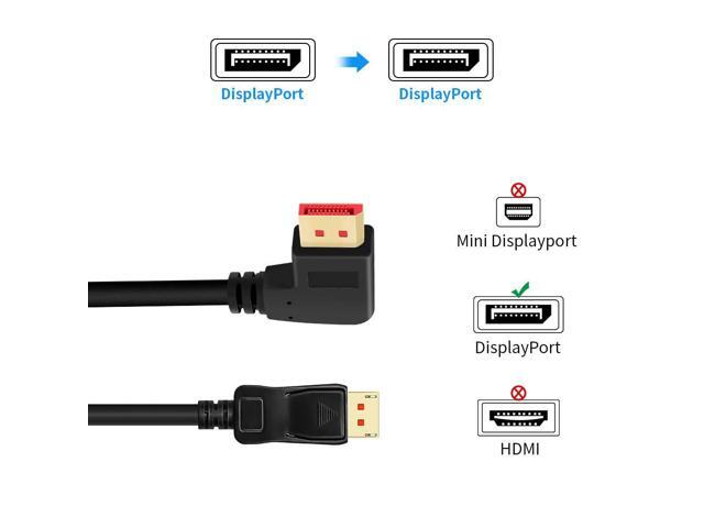 Vszerda 8K@60Hz 90 Degree Angled DP 1.4 Cable Male to Male Right Angle Displayport 1.4 Cable Support 8K@60Hz, 4K@144Hz, 1080P@240Hz 6FT/1.8M