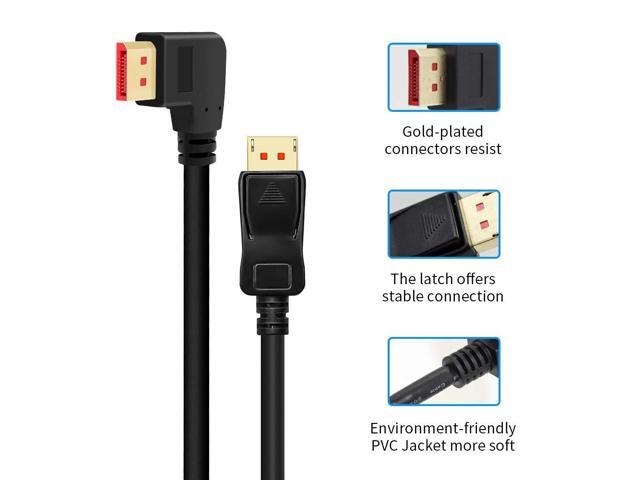 Vszerda 8K@60Hz 90 Degree Angled DP 1.4 Cable Male to Male Right Angle Displayport 1.4 Cable Support 8K@60Hz, 4K@144Hz, 1080P@240Hz 6FT/1.8M
