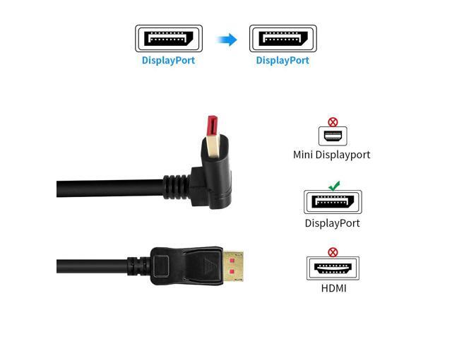 Vszerda Right Angle Displayport 1.4 Cable, Male to Male Corner DP 1.4 Cable Support 8K/60Hz, 4K@144Hz for DP Interface. 6FT/1.8M