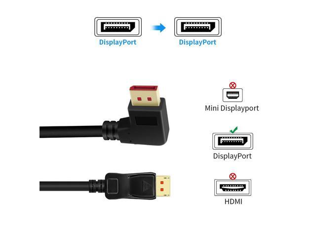 Vszerda 8K@60Hz 90 Degree Displayport 1.4 Cable, Male to Male Right Angle DP 1.4 Cable Support 8K/60Hz, 4K/144Hz 6FT/1.8M