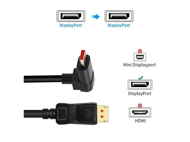 Vszerda 8K@60Hz 90 Degree Right Angle DP 1.4 Cable, Male to Male Right Angled Displayport 1.4 Cable Cord 8K@60Hz, 4K@144Hz, 2K@165Hz, 1.8M/6FT