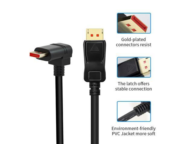 Vszerda 8K@60Hz 90 Degree Right Angle DP 1.4 Cable, Male to Male Right Angled Displayport 1.4 Cable Cord 8K@60Hz, 4K@144Hz, 2K@165Hz, 1.8M/6FT