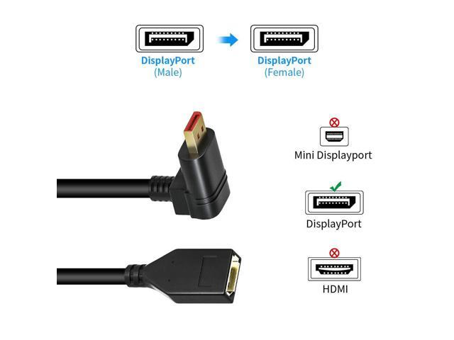 Vszerda 8K/60Hz 90 Degree Angle Displayport 1.4 Extension Cable Displayport Male to Female Displayport 1.4 Cord Support 8K@60Hz,4K@144hz 0.3M/1FT