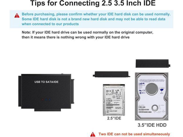 USB 3.0 to SATA IDE Adapter Hard Drive Reader, USB + Type C to External Hard Drive Disk HDD Converter Kit for Universal 2.5' 3.5' IDE HDD, 2.5'...