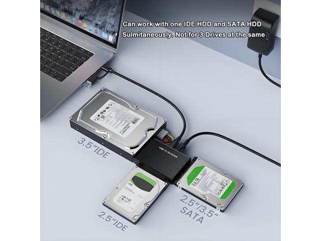 USB 3.0 to SATA IDE Adapter Hard Drive Reader, USB + Type C to External Hard Drive Disk HDD Converter Kit for Universal 2.5' 3.5' IDE HDD, 2.5'...