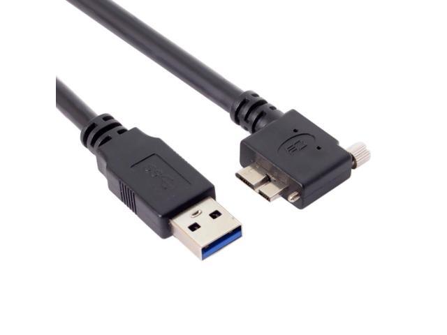Vszerda Micro USB 3.0 Cable USB 3.0 Type A Male to Micro B Male 90 Degree Left Angled Cable with Mount Panel Screws 5.0M