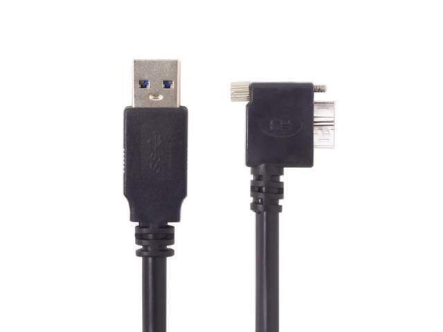 Vszerda Micro USB 3.0 Cable USB 3.0 Type A Male to Micro B Male 90 Degree Left Angled Cable with Mount Panel Screws 5.0M
