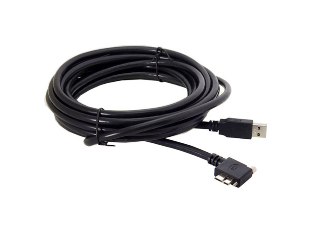 Vszerda Micro USB 3.0 Cable USB 3.0 Type A Male to Micro B Male 90 Degree Left Angled Cable with Mount Panel Screws 5.0M
