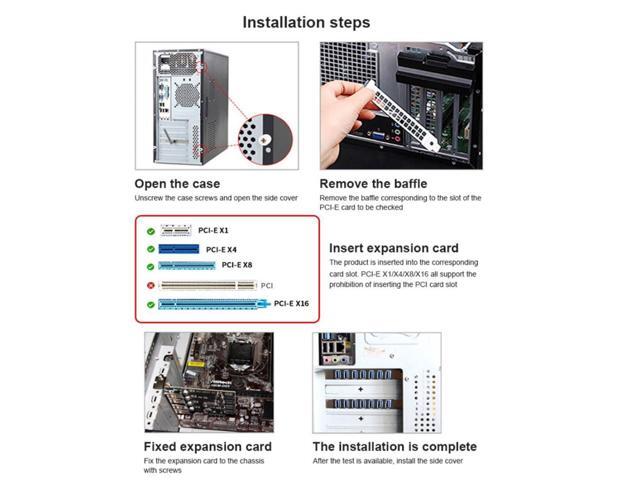 Vszerda 4 Port PCI-E 1X to 4 USB 3.0 HUB PCI Express Expansion Card Adapter with 80/120mm PCI-E Slot Bracket