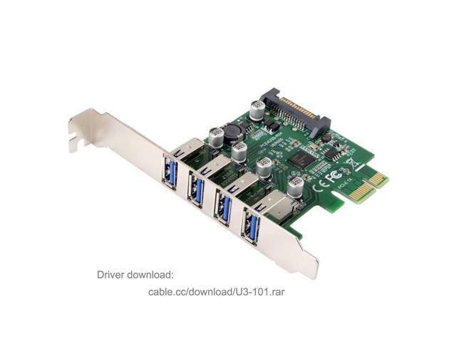 Vszerda 4 Port PCI-E 1X to 4 USB 3.0 HUB PCI Express Expansion Card Adapter with 80/120mm PCI-E Slot Bracket