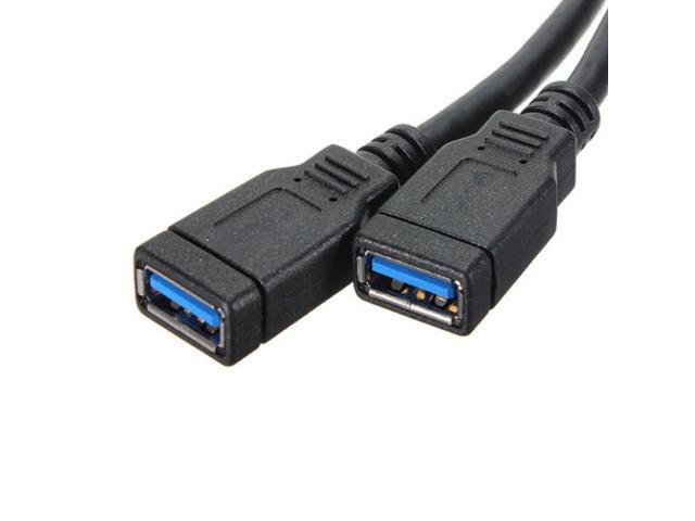 Vszerda USB 3.0 Front Panel Header 19/20Pin 1 Male to 2 USB 3.0 Female Y Splitter Mainboard Header Port Extension Cable Adapter 20CM