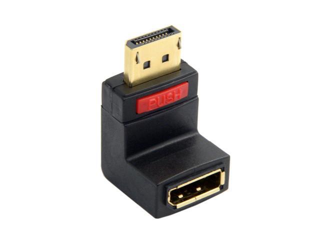 Vszerda DP DisplayPort Male 90 Degree Up Angled to Female Extension Adapter Converter Black