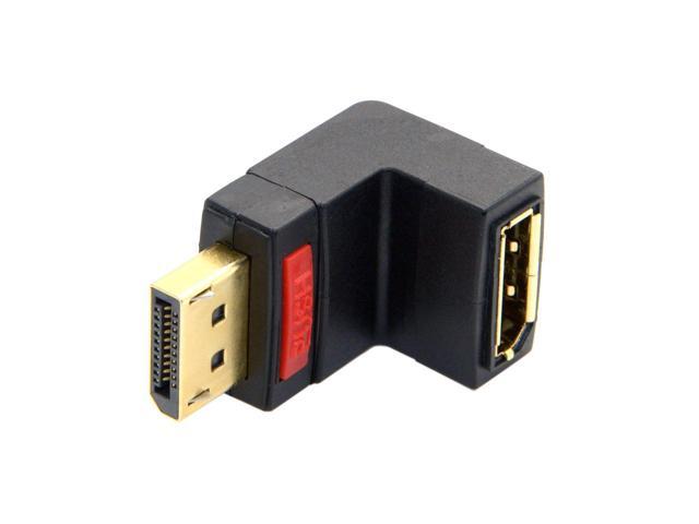 Vszerda DP DisplayPort Male 90 Degree Up Angled to Female Extension Adapter Converter Black