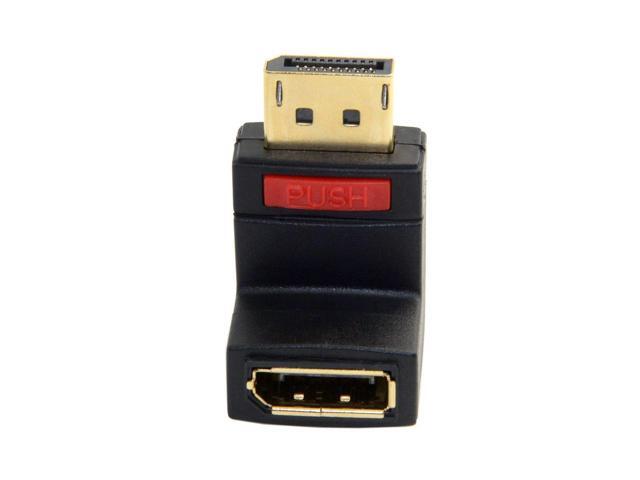Vszerda DP DisplayPort Male 90 Degree Up Angled to Female Extension Adapter Converter Black