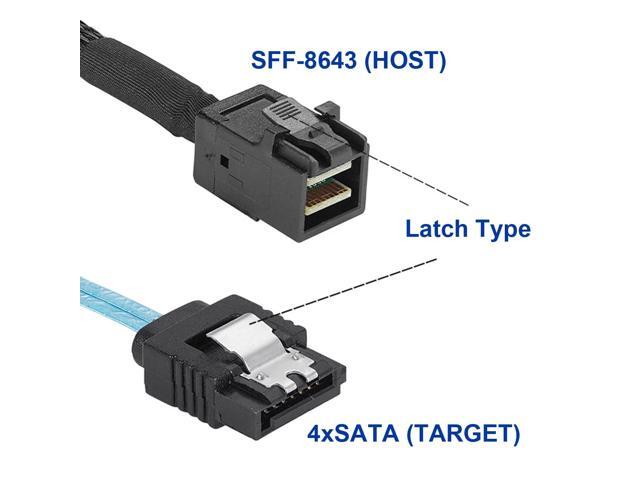 Vszerda Mini SAS SFF-8643 Host 1 to 4 SATA 7Pin Target Hard Disk 6Gbps Data Server Raid Cable 0.5M
