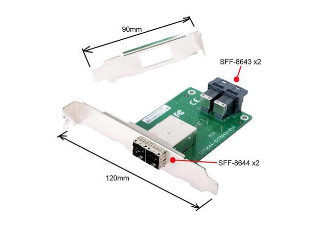 Vszerda Mini SAS 2 SFF-8644 to 2 SFF-8643 HD Data Server Converter Adapter with Bracket