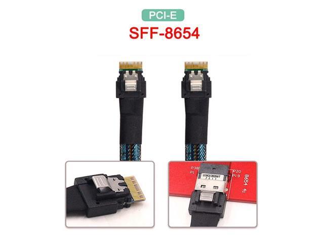 Vszerda SFF-8654 Male to SFF-8654 Male PCI-E Slimline SAS 4.0 SFF-8654 4i 38 Pin Host to SFF-8654 Slim SAS Target Cable 50cm