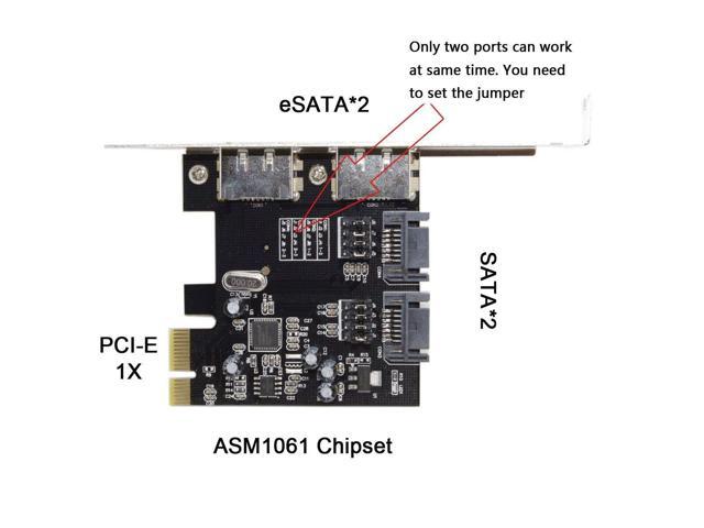 Vszerda PCIe X1 to 2 SATA 3.0 2 eSATA PCIE SATA3 6Gbps PCIe Expansion Card Adapter