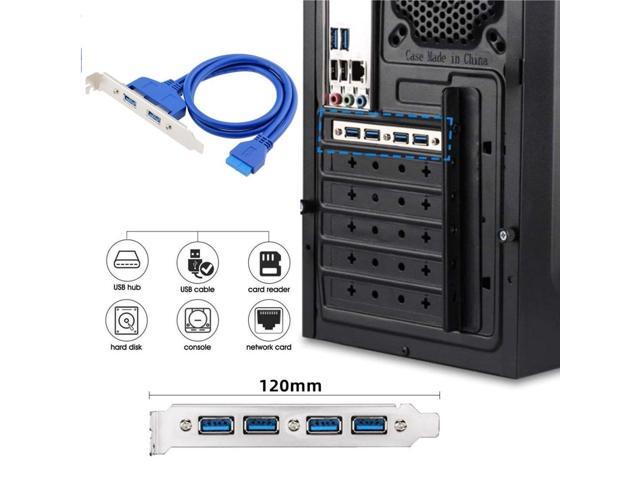 Vszerda Internal 2Pin USB 3.0 Female Mount Panel to Motherboard 20pin Cable with PCI Bracket