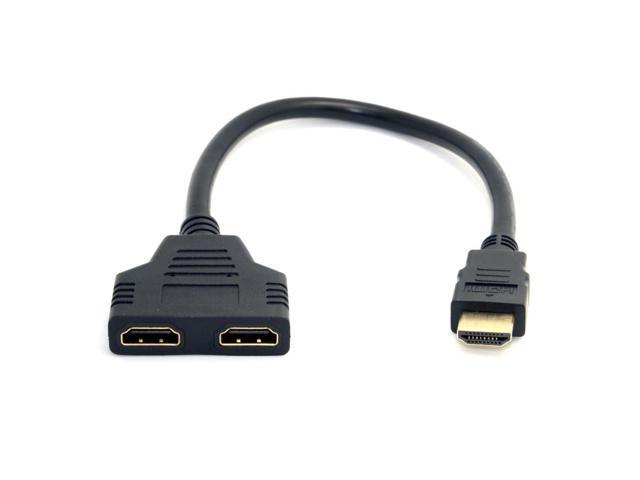 Vszerda HDMI 1 Male to 2 Female Y Splitter Switch Extension Adapter Cable for for PC HDTV Laptop 1080P
