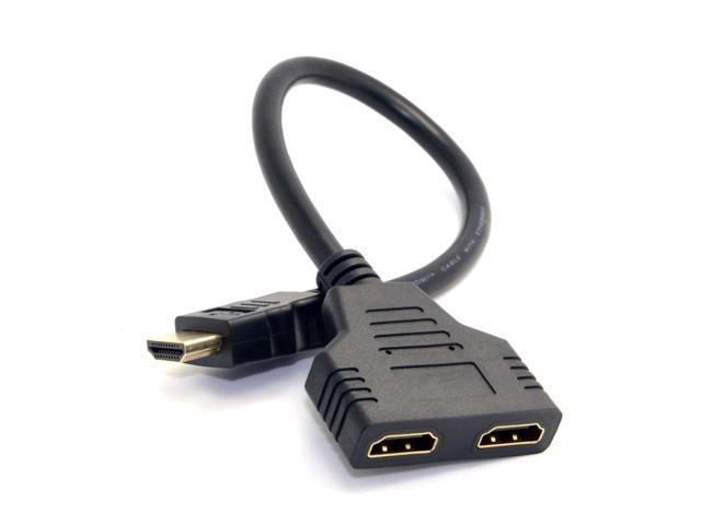 Vszerda HDMI 1 Male to 2 Female Y Splitter Switch Extension Adapter Cable for for PC HDTV Laptop 1080P