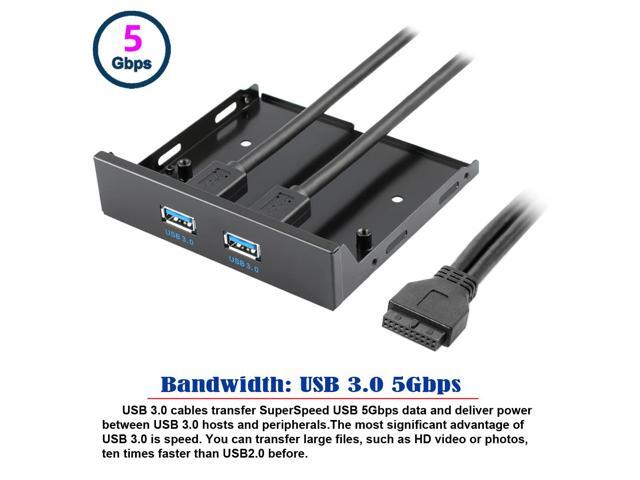Vszerda USB 3.0 HUB Front Panel Header 19/20Pin Male 1 to 2 USB 3.0 Female Mainboard Header Port Extension Cable Adapter for PC 3.5' Floppy Bay
